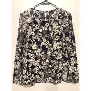 Banana Republic Floral Black & White Blouse // M